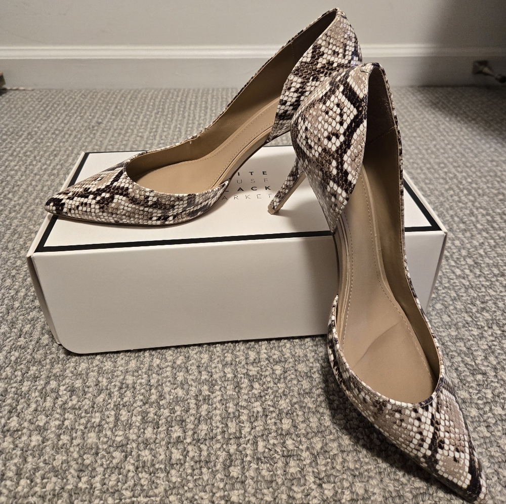 White House Black Market Ella Snakeskin Patterned Women's Heels